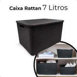 Kit 5 Caixas/cesto Organizador Rattan Preto - 7l