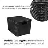 Kit 5 Caixas/cesto Organizador Rattan Preto - 7l