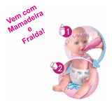 Boneca Baby Faz Xixi De Verdade + Mamadeira + Fralda - Milk