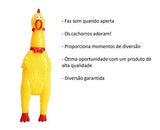 Galinha Frango De Borracha Mordedor Pet Com Som Apito