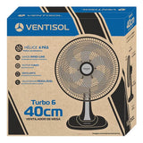 Ventilador de Mesa Turbo 80w 40cm 3 Velocidades e 6 Pás Oscilantes Preto e Prata Ventisol 127V