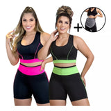 2 Conjunto Fitness Feminino Top E Short De Academia + Brinde