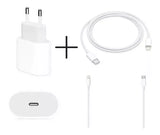 Cabo + Fonte Compatível iPhone SE X Xr 11 12 13pro 14 Usb-c