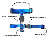 Kit Coleira Peitoral Para Cães Com Guia E Cinto De Segurança