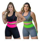 2 Conjunto Fitness Feminino Top E Short De Academia + Brinde