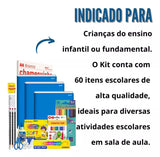 Kit Material Escolar Econômico Volta As Aulas Infantil 60pcs